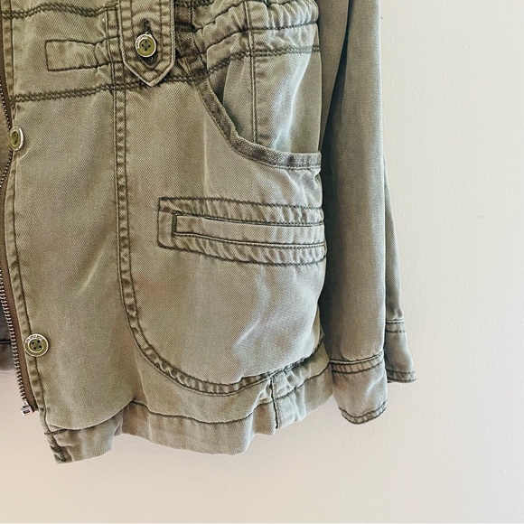 Max Jeans Army Green Military Style Sherpa Lined Utility Jacket Small Removable - Picture 5 of 11